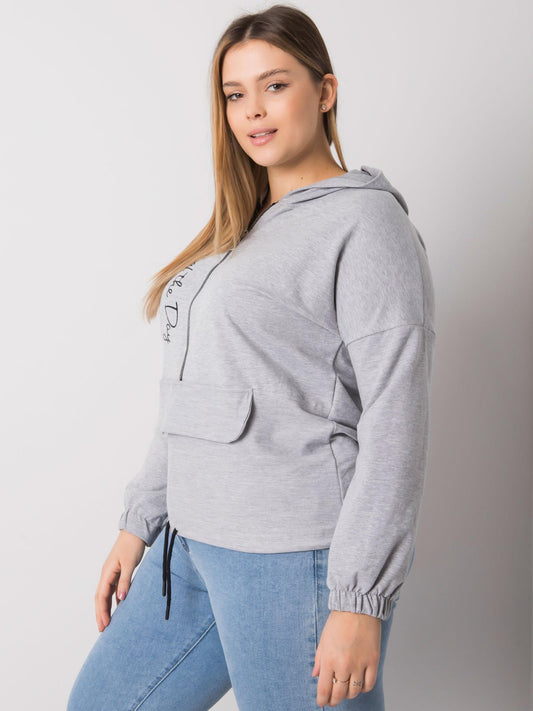 Szara melanżowa bluza plus size z kapturem