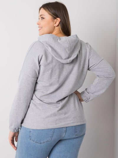 Szara melanżowa bluza plus size z kapturem