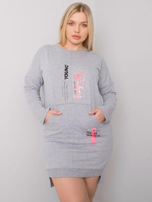 Szara melanżowa sukienka damska plus size z kieszenią
