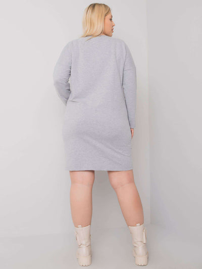 Szara melanżowa sukienka damska plus size z kieszenią