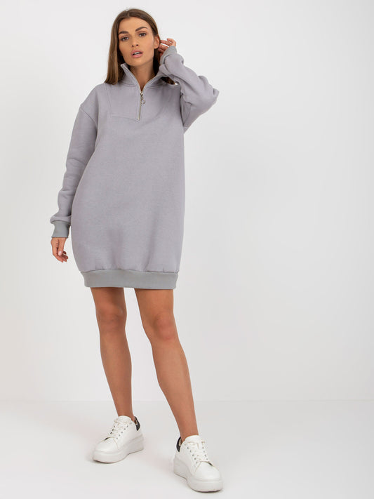 Szara mini dresowa sukienka basic z suwakiem