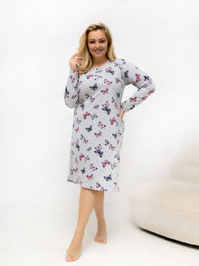 Szara nocna koszula plus size z bawełny
