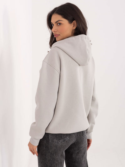 Szara ocieplana bluza basic z kapturem
