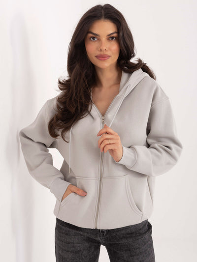 Szara ocieplana bluza basic z kapturem
