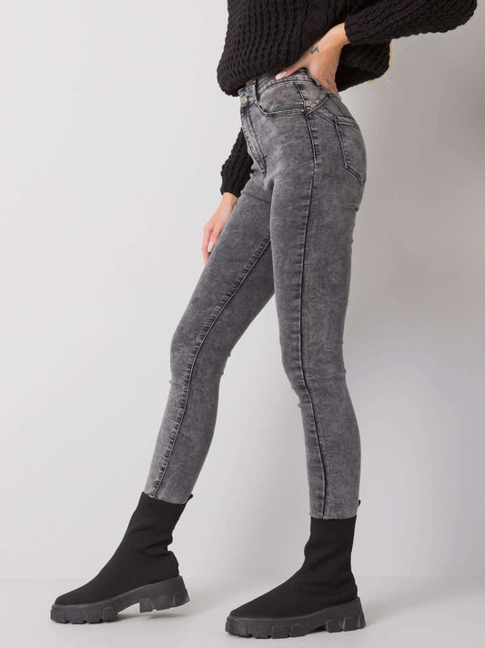 Szare jeansowe rurki high waist