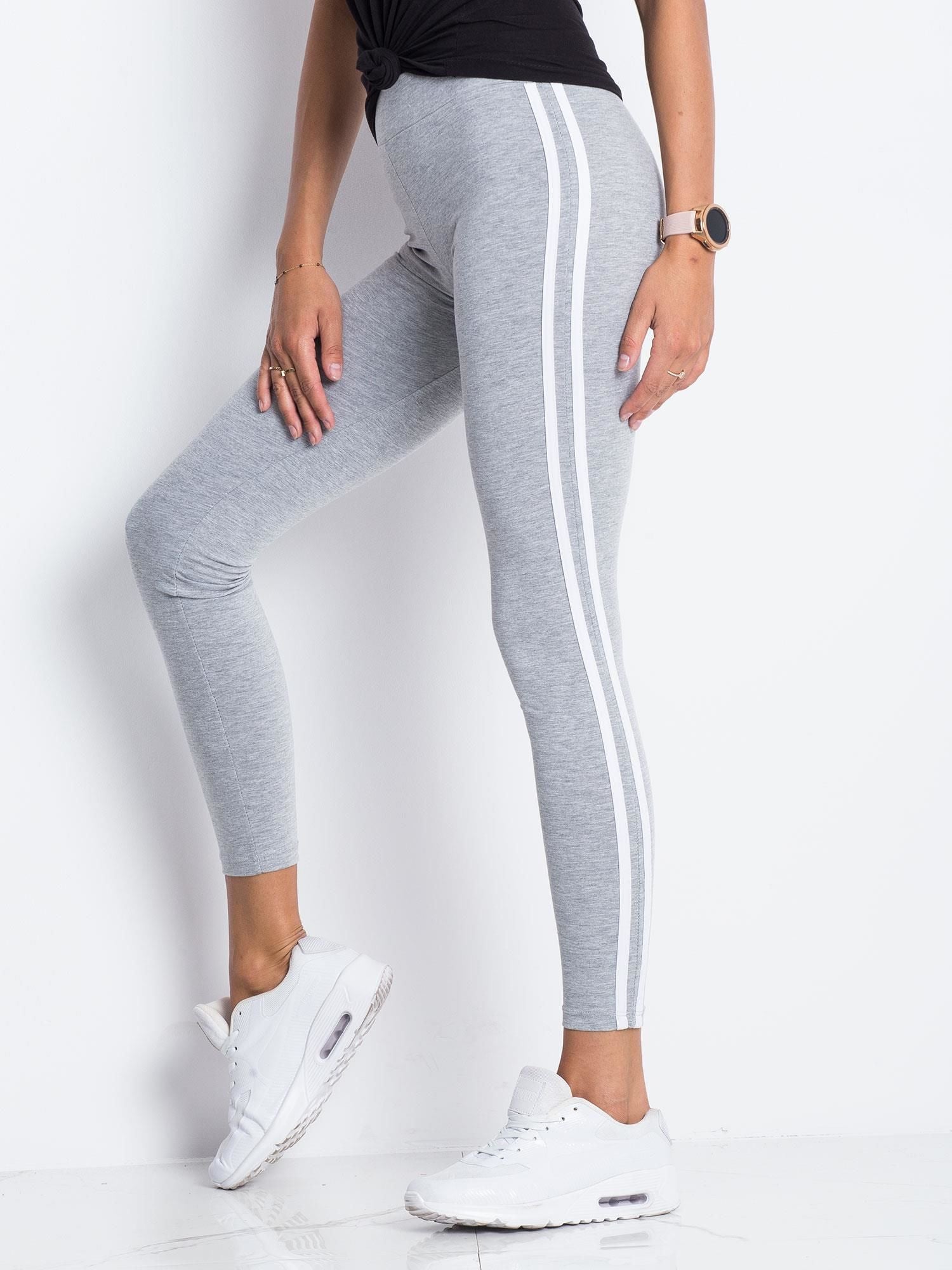 Szare legginsy z lampasami