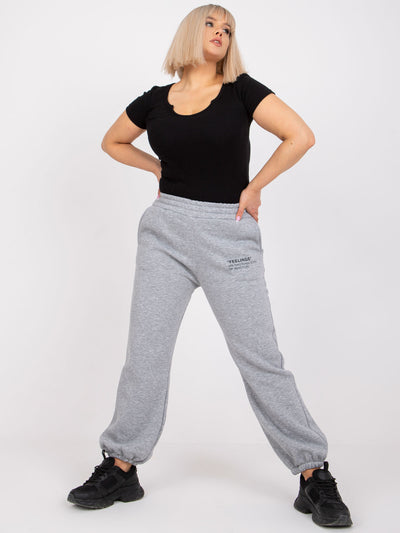 Szare melanżowe dresowe spodnie plus size