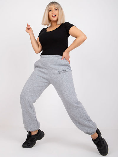 Szare melanżowe dresowe spodnie plus size