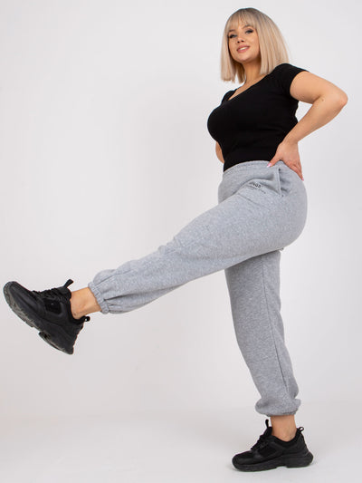 Szare melanżowe dresowe spodnie plus size