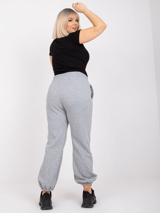 Szare melanżowe dresowe spodnie plus size
