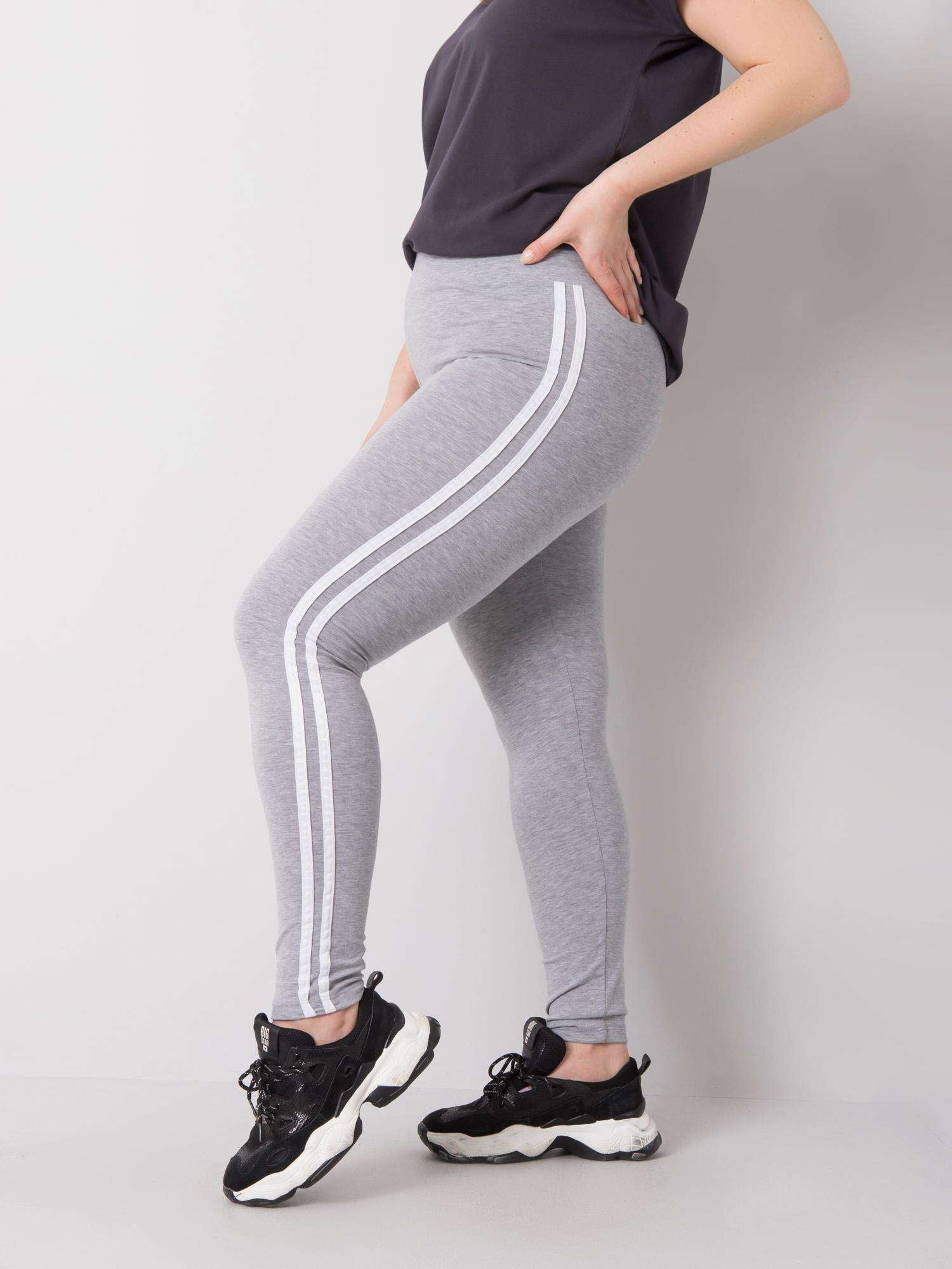 Szare melanżowe legginsy plus size