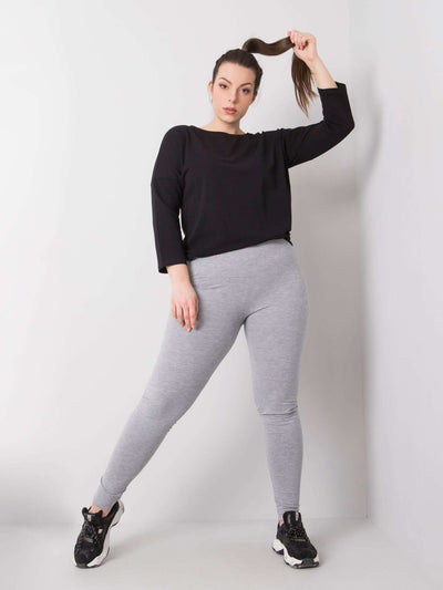 Szare melanżowe bawełniane legginsy plus size