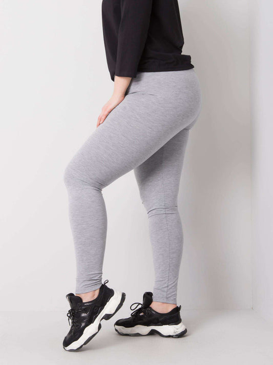 Szare melanżowe bawełniane legginsy plus size