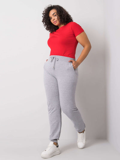 Szare melanżowe damskie spodnie dresowe plus size