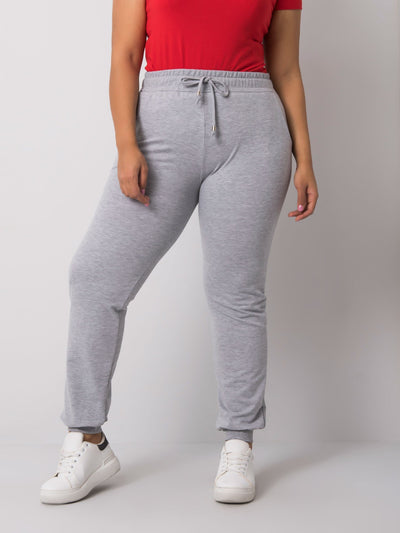 Szare melanżowe damskie spodnie dresowe plus size