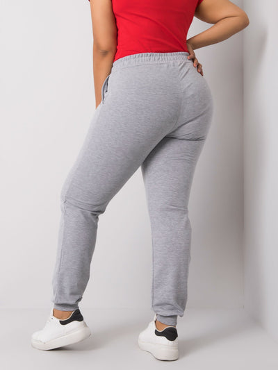 Szare melanżowe damskie spodnie dresowe plus size