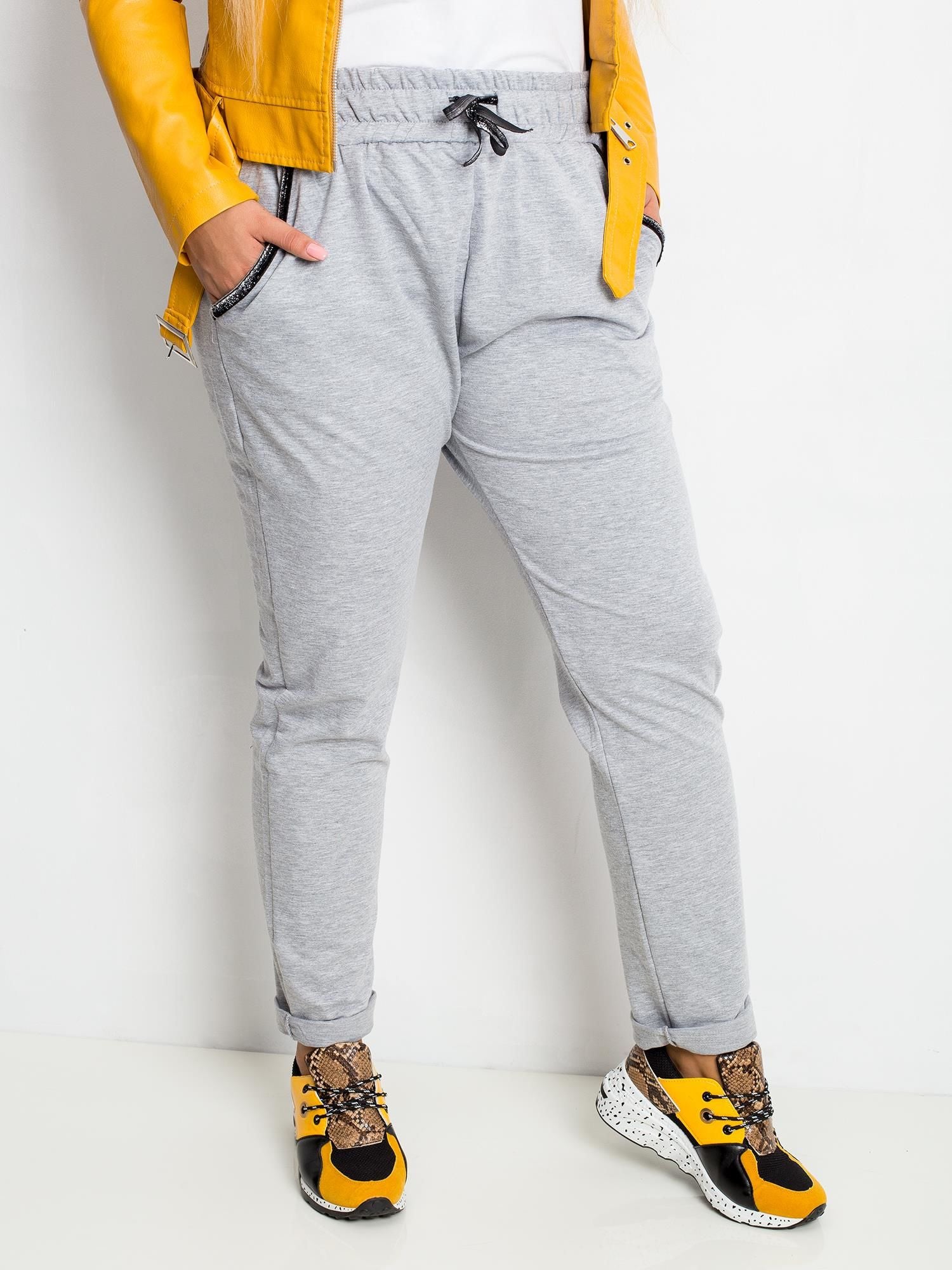 Szare bawełniane spodnie plus size