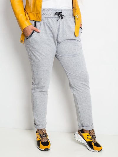 Szare bawełniane spodnie plus size