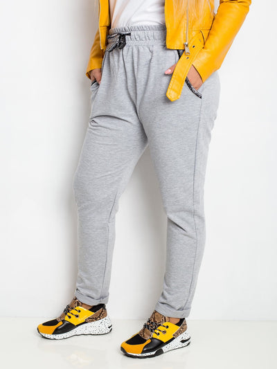 Szare bawełniane spodnie plus size