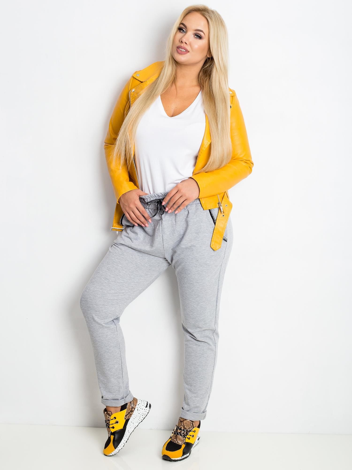 Szare bawełniane spodnie plus size