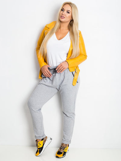 Szare bawełniane spodnie plus size