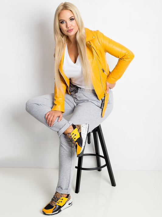 Szare bawełniane spodnie plus size
