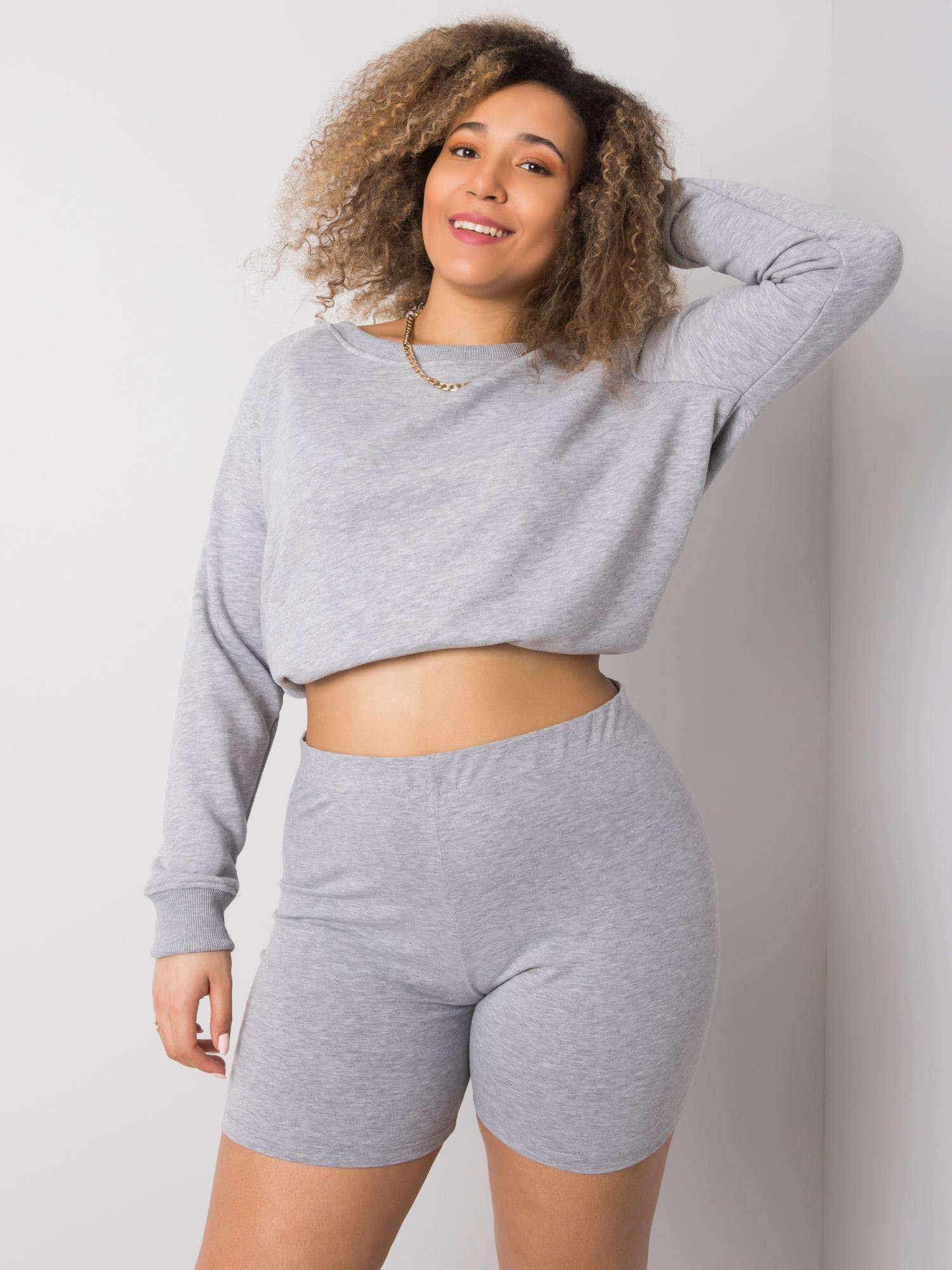 Szare bawełniane szorty plus size