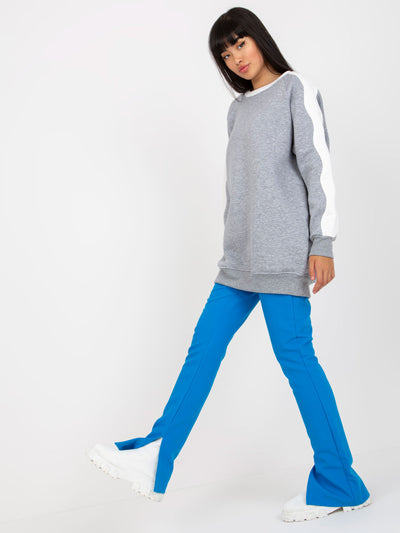 Szaro-biała dresowa bluza basic bez kaptura RUE PARIS