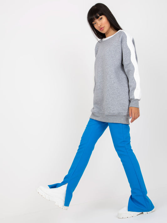 Szaro-biała dresowa bluza basic bez kaptura RUE PARIS