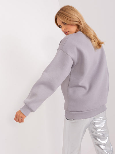 Szaro-biała ocieplana bluza oversize bez kaptura