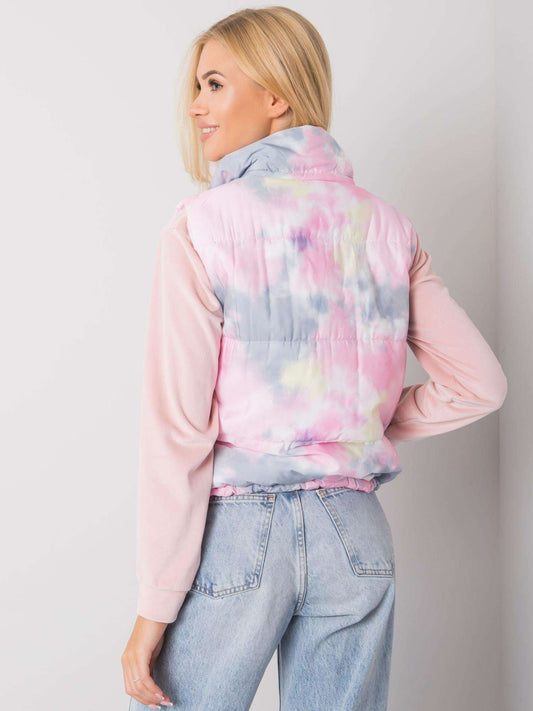 Szaro-różowa kamizelka bez kaptura