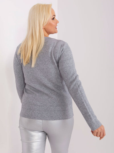 Szary casualowy sweter plus size z dzianiny