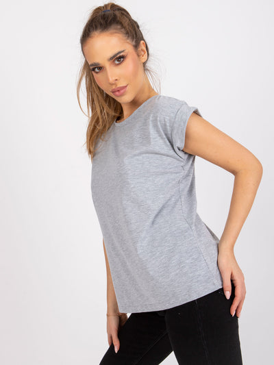 Gładki t-shirt damski szary