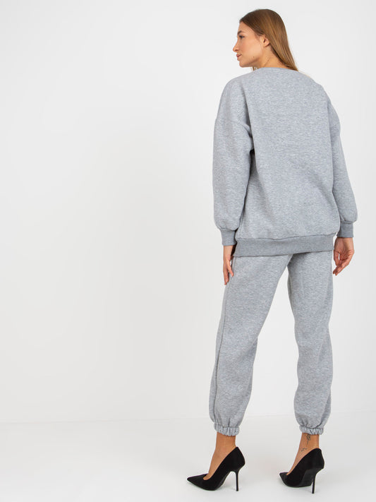 Szary dwuczęściowy komplet dresowy z bluzą oversize