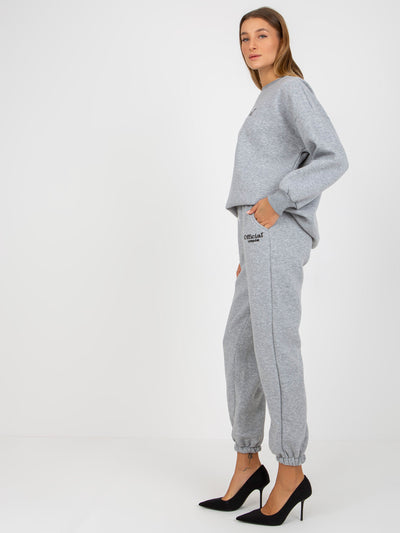Szary dwuczęściowy komplet dresowy z bluzą oversize