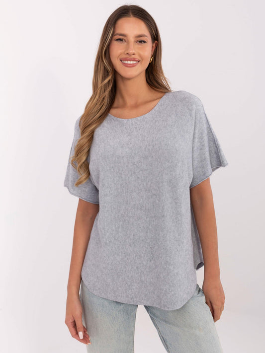 Szary sweter oversize z dodatkiem wiskozy