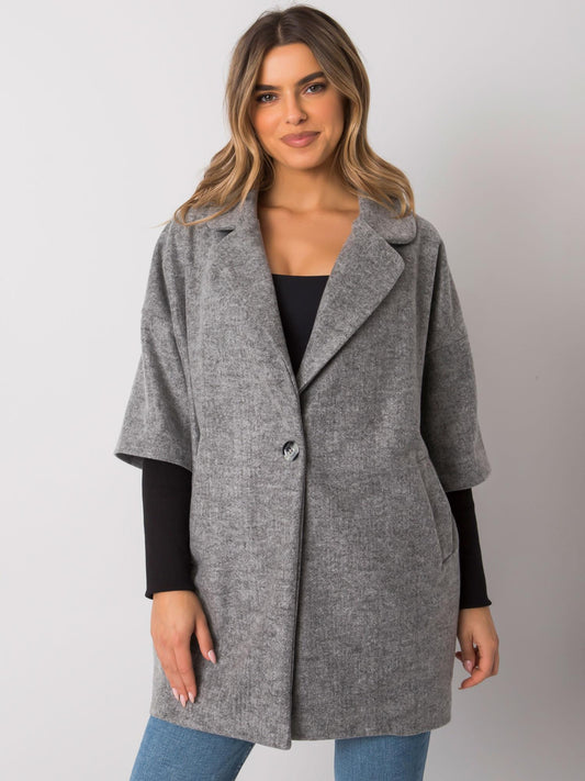 RUE PARIS Szary płaszcz oversize