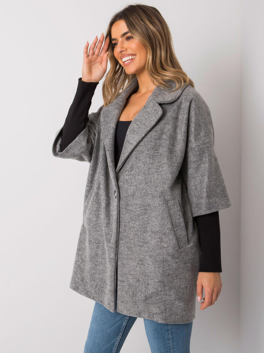 RUE PARIS Szary płaszcz oversize