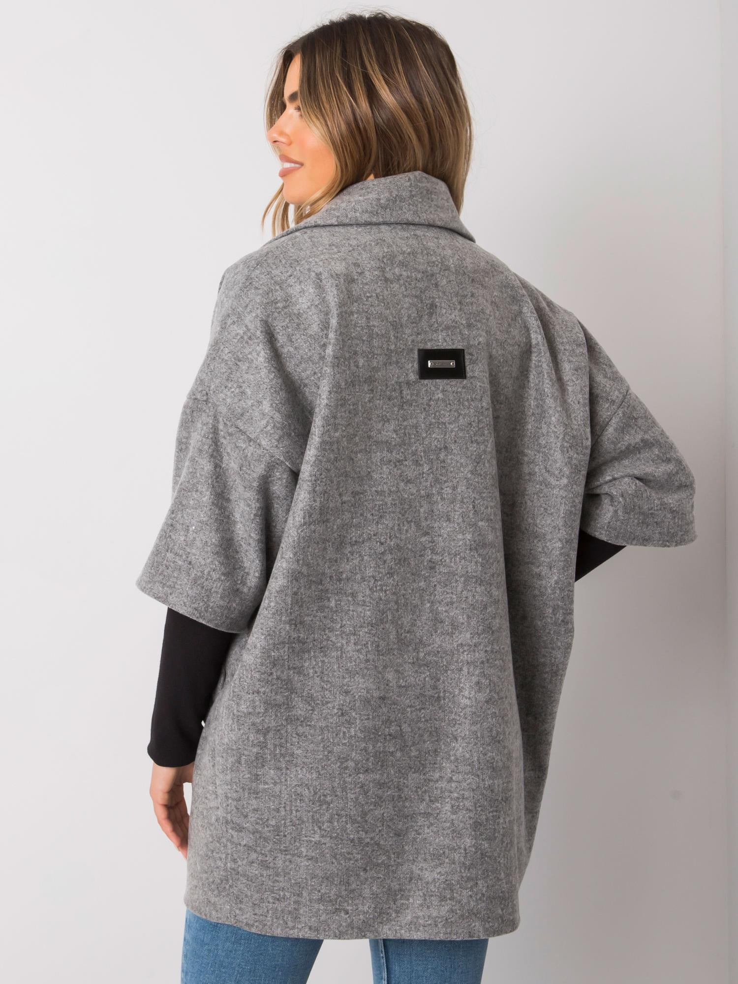 RUE PARIS Szary płaszcz oversize