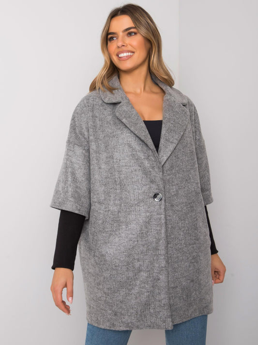 RUE PARIS Szary płaszcz oversize