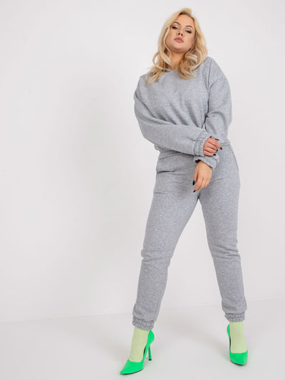 Szary melanżowy dresowy komplet plus size z bawełny