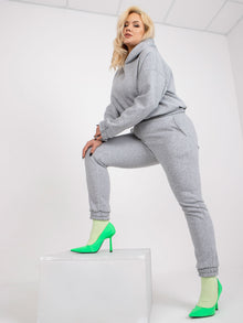 Szary melanżowy dresowy komplet plus size z bawełny
