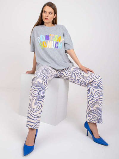 Szary melanżowy t-shirt oversize z nadrukiem