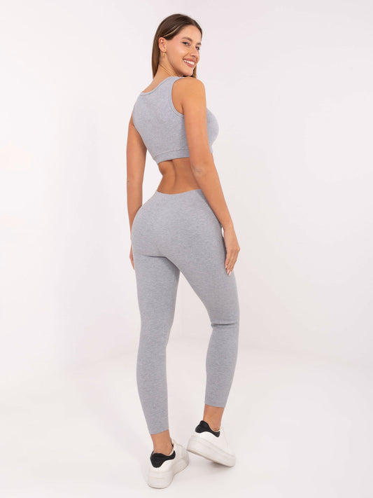 FOR FITNESS Szary sportowy komplet w prążek