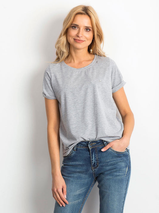 Bawełniany t-shirt damski basic szary