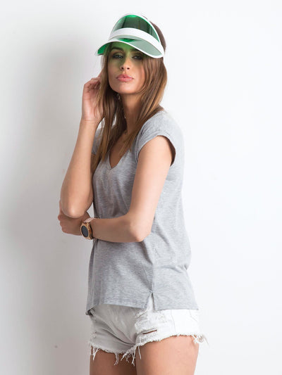 Bawełniany t-shirt w serek szary