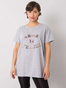 Szary t-shirt damski z napisem