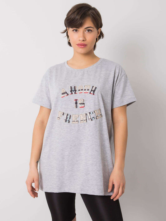 Szary t-shirt damski z napisem