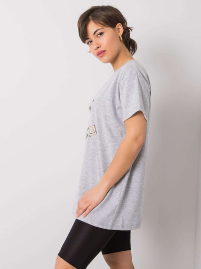 Szary t-shirt damski z napisem