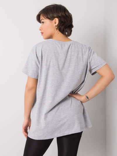 Szary t-shirt damski z napisem